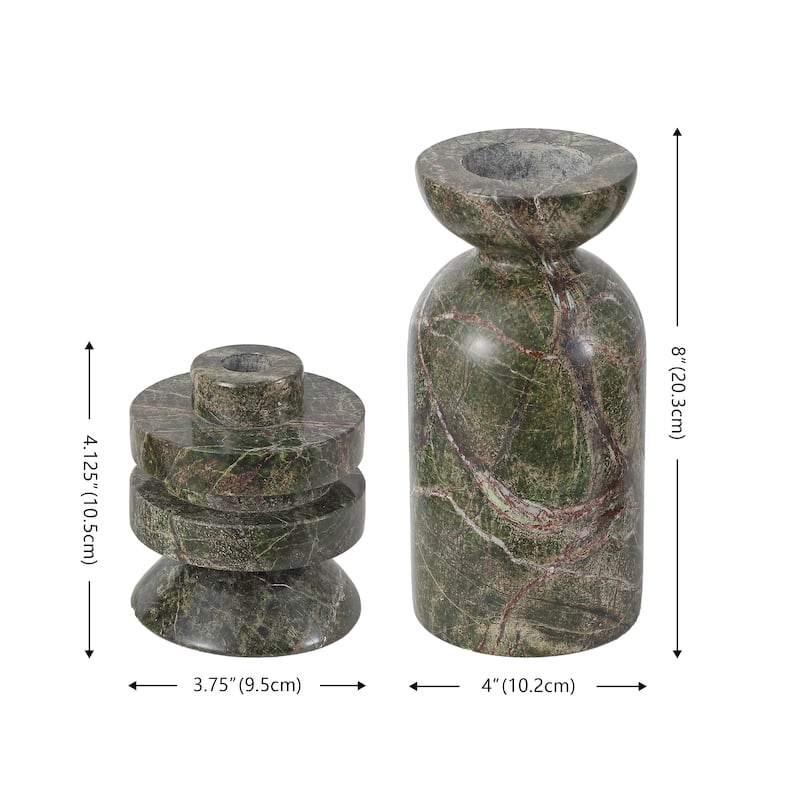 SAFAVIEH Home Thea Green/Red Marble Taper/Pillar Candle Holder Set of 2