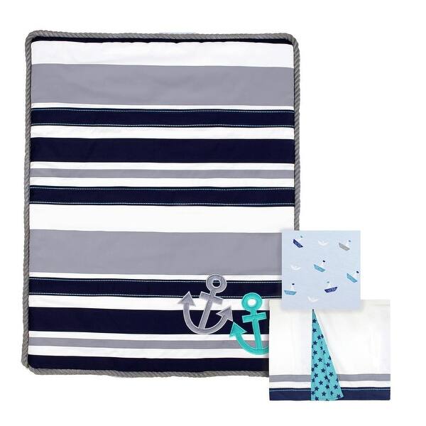 Just Born Baby High Seas 3pcs Crib Set Comforter Skirt Sheet Grey Blue On Sale Overstock 25720225