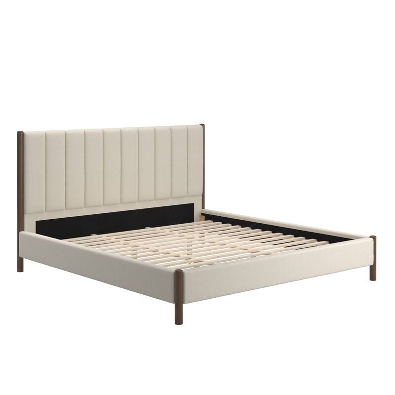 Eldra Cream Boucle Upholstered Platform Bed by iNSPIRE Q Modern