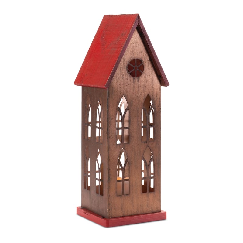 LED Church with Candle 17.5"H - N/A