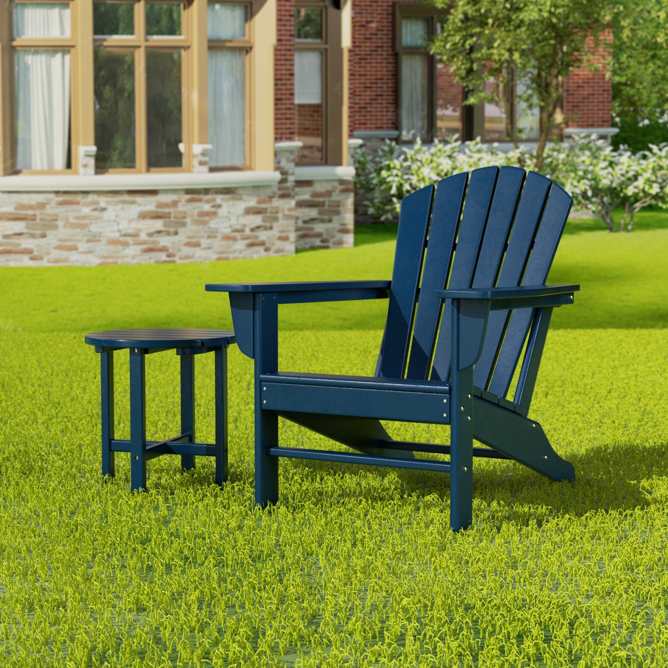 Altura Outdoor Eco-Friendly All Weather Adirondack Chair with Side Table (2-Piece Set)