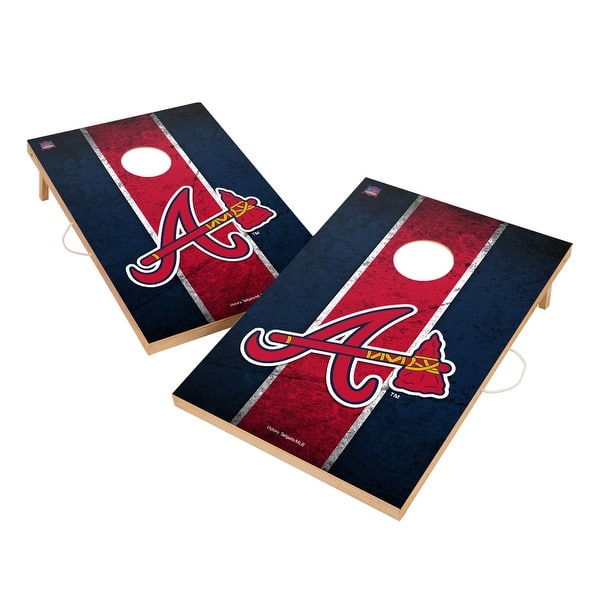 slide 2 of 5, Vintage Atlanta Braves MLB Regulation 2x4 Cornhole Set Include Carry Case