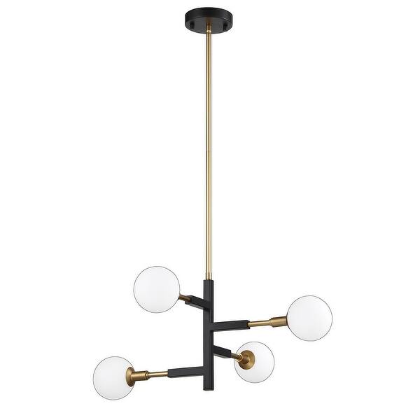 slide 1 of 1, Ambience 4-Light Black and Brass Pendant