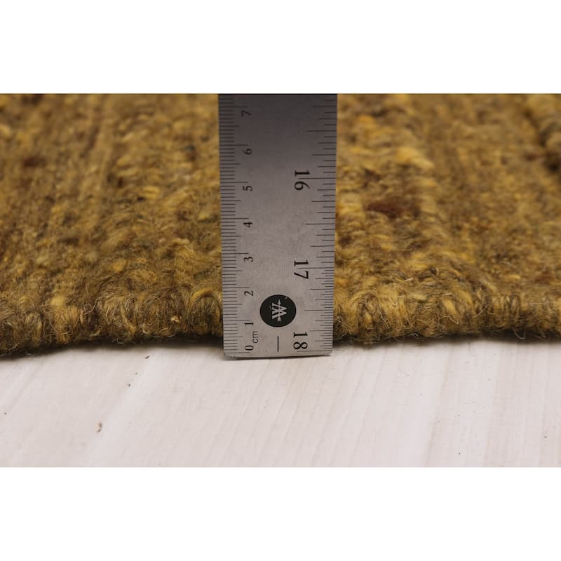 ECARPETGALLERY Flat-Weave Natural Gold Wool Tapestry Kilim - 6'7 x 6'5