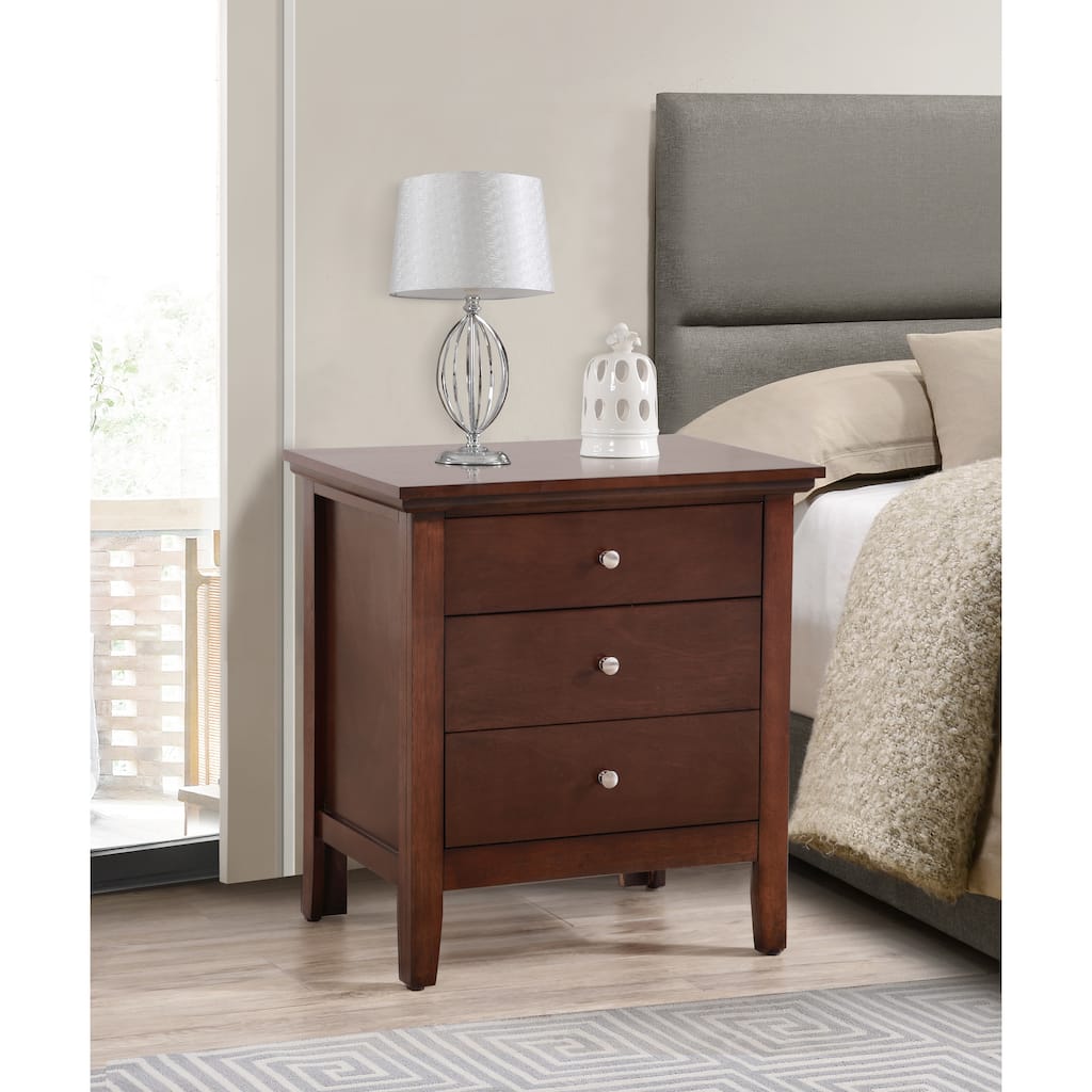 3 Drawer Nightstand with Real Wood Veneers, Cappuccino