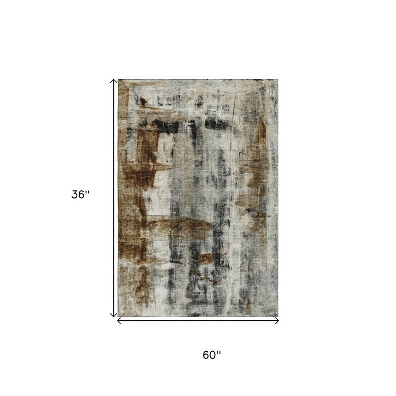 HomeRoots Abstract Transitional Rectangle Area Rug - 3' X 5'