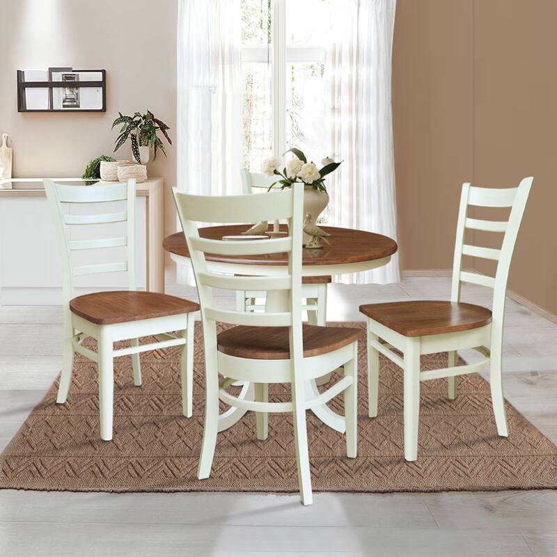 36" Round Top Pedestal Table with 2 Emily Chairs
