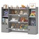 preview thumbnail 7 of 7, 4-Tier Wooden Kids Bin Shelf w/4 Large & 4 Small Removable Bins Grey