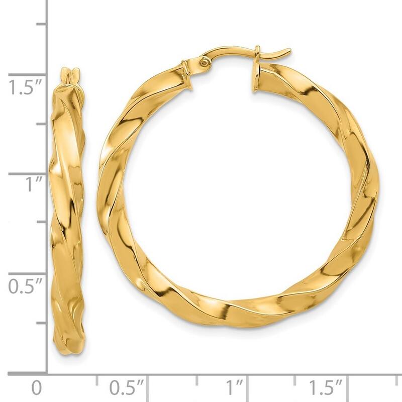 Curata 14k Yellow Gold Polished Twisted Hoop Earrings - 35.12x35.75mm