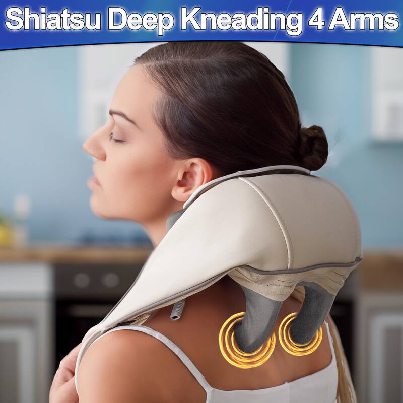 Shiatsu Neck Shoulder & Back Massager with Heat - Ergonomic Deep Tissue Kneading for Back and Muscle Pain Relief, - N/A
