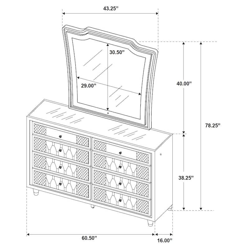 Lorient 8-drawer LED Bedroom Dresser Cabinet Black