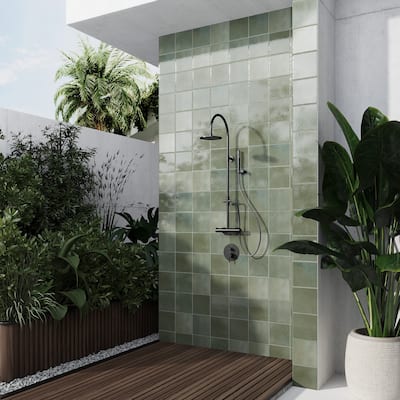 Cadence 8x8 Dark Moss Green Porcelain Zellige Square Wall and Floor Tile (12.49 sq ft/case) - 29 Pack