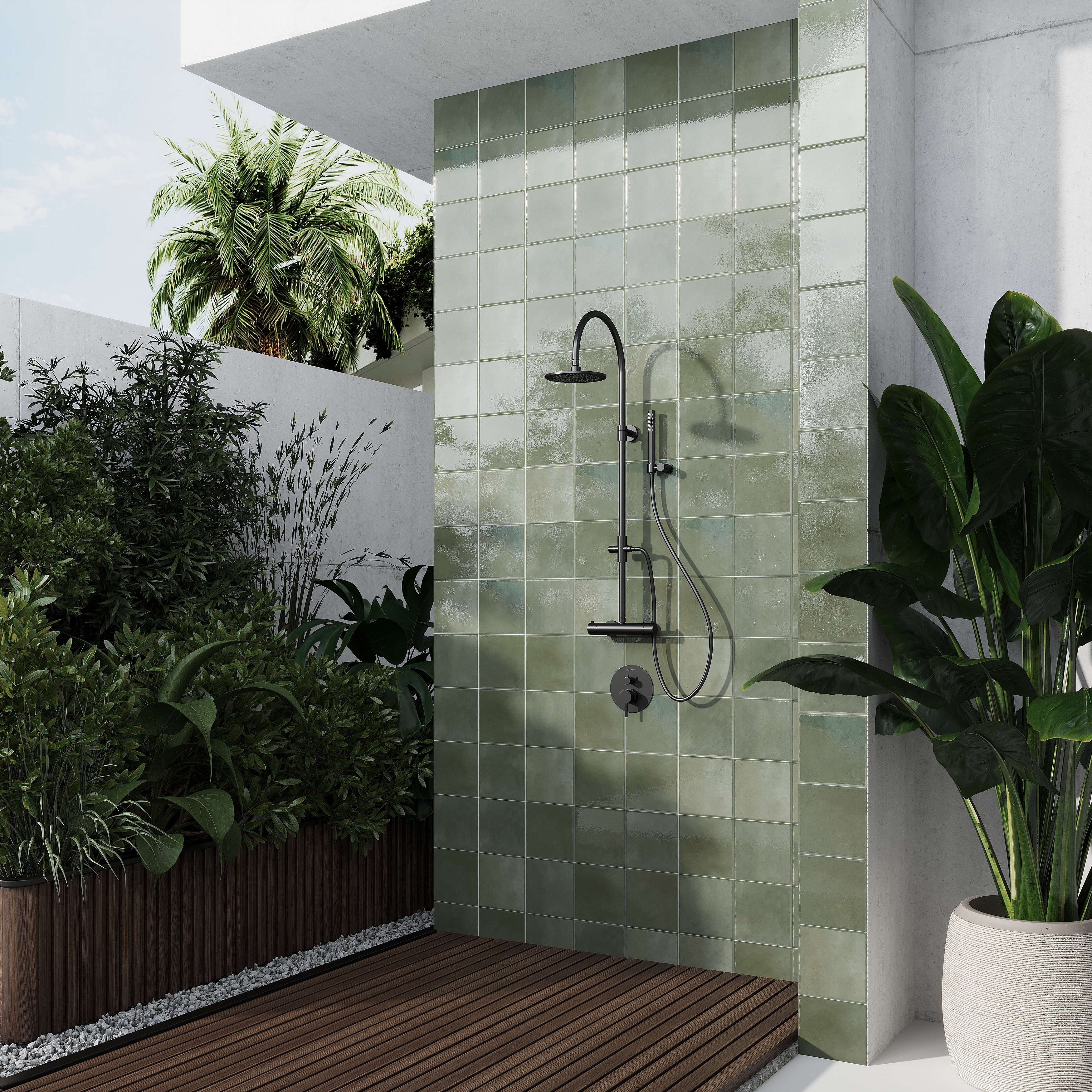 Cadence 8x8 Dark Moss Green Porcelain Zellige Square Wall and