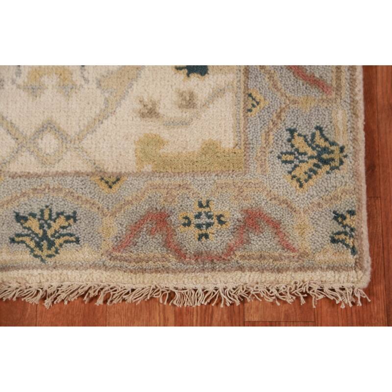 All-Over Oushak Oriental Runner Rug Hand-Knotted Wool Carpet - 2'7"x 7'10"