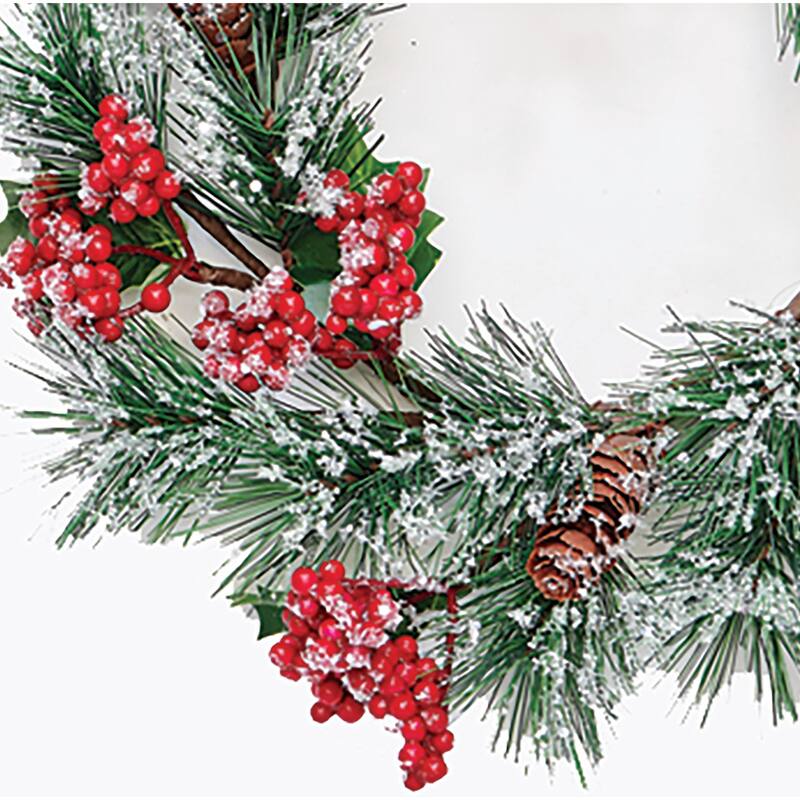 13" Artificial Christmas Mini Wreath And Centerpiece with Snow Berry and Pine - 13
