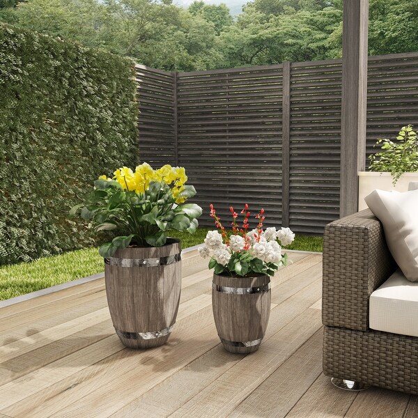 Pure Garden 16x18-Inch Outdoor Planter 2-Pack - Plastic Urn Planters