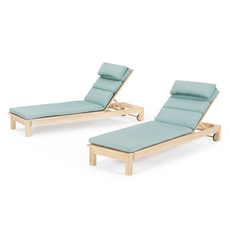 Kooper 2 Piece Sunbrella Outdoor Patio Chaise Lounges With Cushions - Bliss Blue