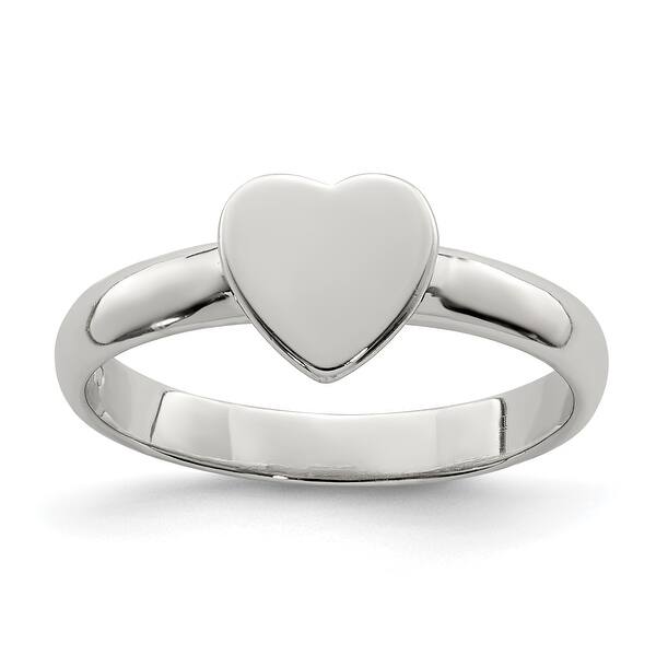 White Rhodium Gold Two Heart as one High Polished Sterling Silver Ring White Rhodium Gold Two Heart as one High Polished Sterling Silver Ring