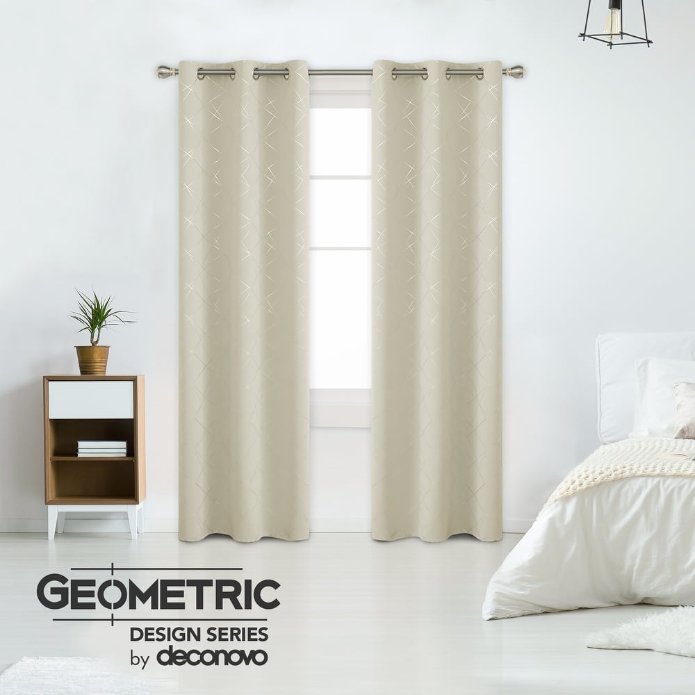Deconovo Silver 42 Inch Geometric Curtain Panel Pair(2 Panel)
