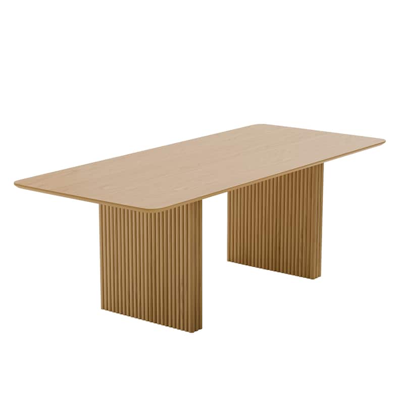 HomeRoots 79" Natural Solid Wood Double Pedestal Base Dining Table - 79.00 in. x 30.00 in. x 33.50 in.