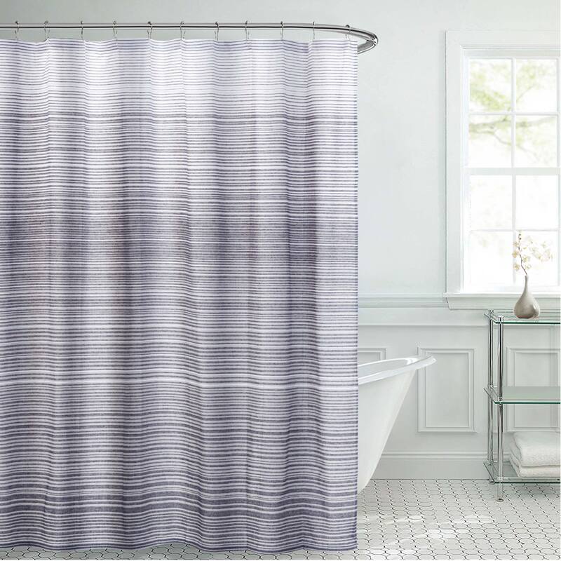 French Connection Light Grey Cotton Blend 13 Piece Shower Curtain Set 70x72