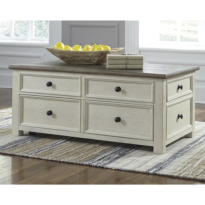 Signature Design by Ashley Bolanburg Brown/White Coffee Table with 1 End Table - 46" W x 26" D x 19" H