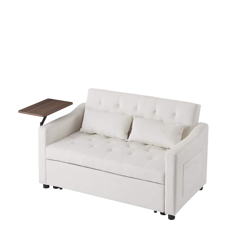 Loveseat Sofa with Tufted Back, Convertible Sleeper Sofa Bed with Pull-Out Bed, Upholstered Sofa Bed for Living Room