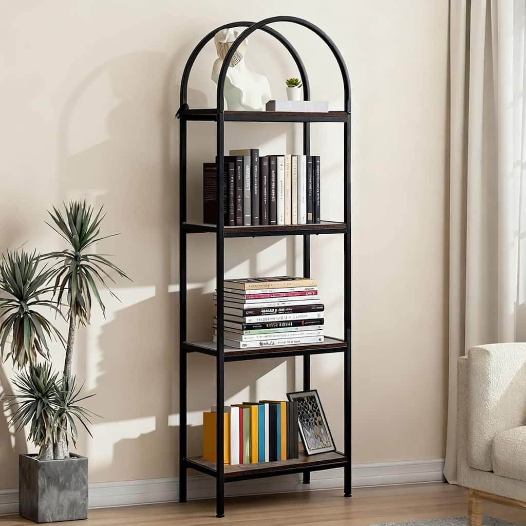 4-Tier Modern Storage Arched Display Rack, Bookshelf for Bedroom, Living Room - N/A