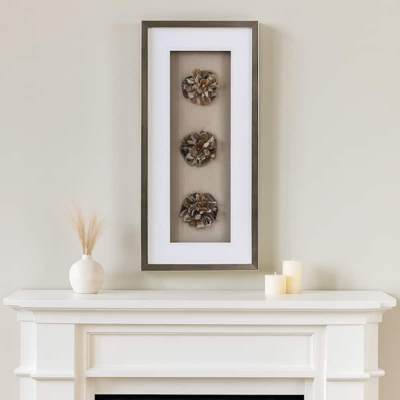 Agate Canvas Art Rectangle Textured Floral Wood Frame - 2" Brown
