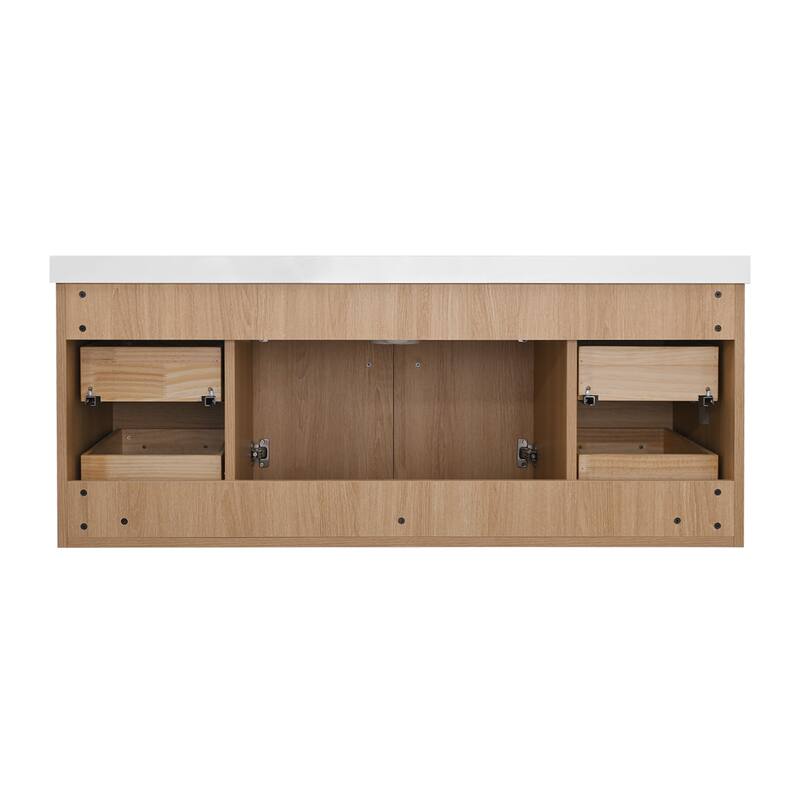StellarArc 48 in Wall Mounted Single Sink Bathroom Vanity with Integral Sink Top