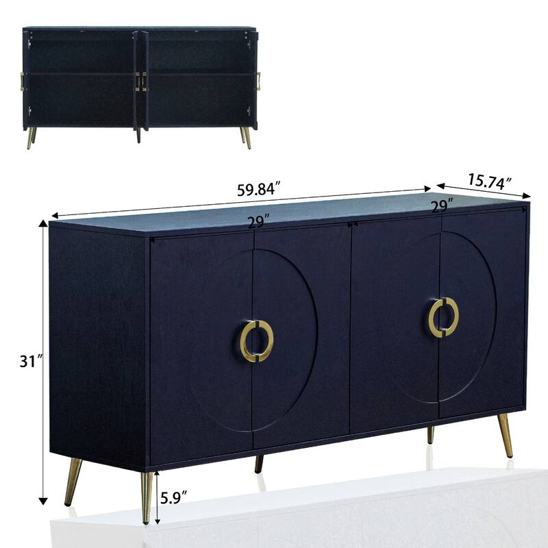 Wooden Accent Storage Cabinet Sideboard/Buffet Coffee Bar Cabinet with Adjustable Shelves for Dining Living Room Entry Hallway