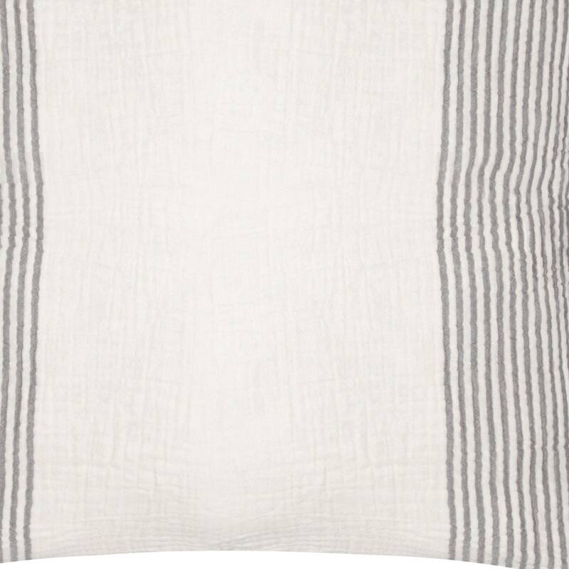 22" Gray and Ivory Striped Cotton Throw Pillow