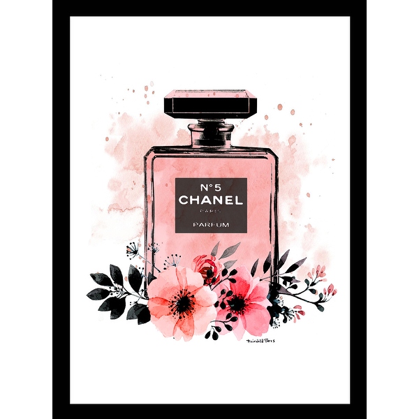 Fashion Floral Glam Perfume Bottle Framed Print Multi Color