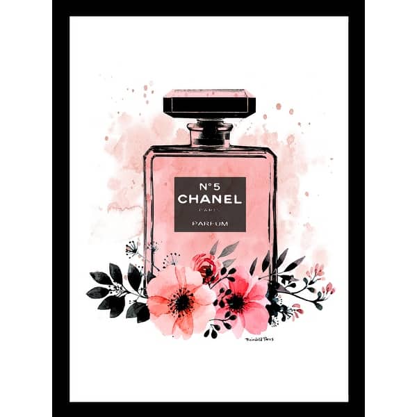 Fashion Floral Glam Perfume Bottle - Framed Print - Multi-Color