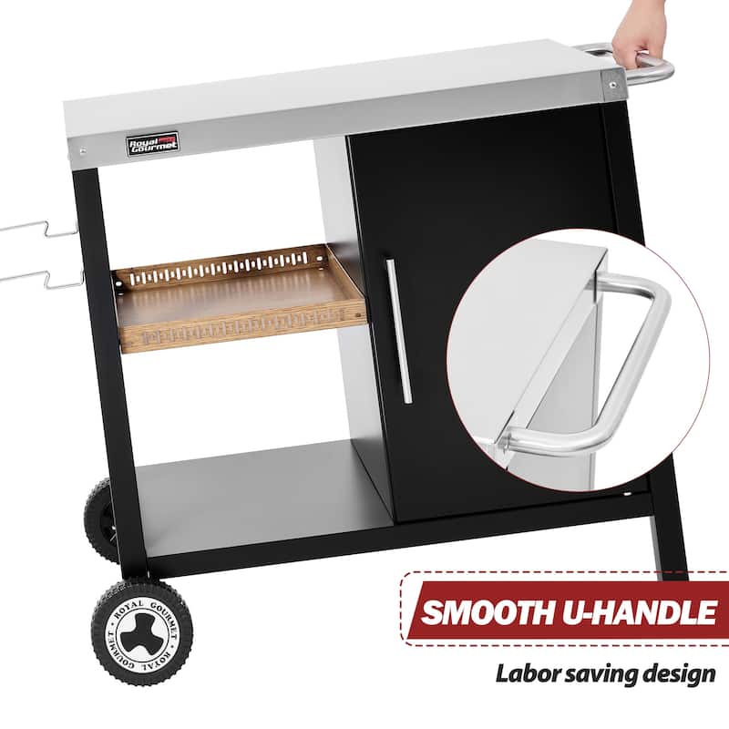 Royal Gourmet PC3402S 3-Tier Dining Cart with Storage Cabinet
