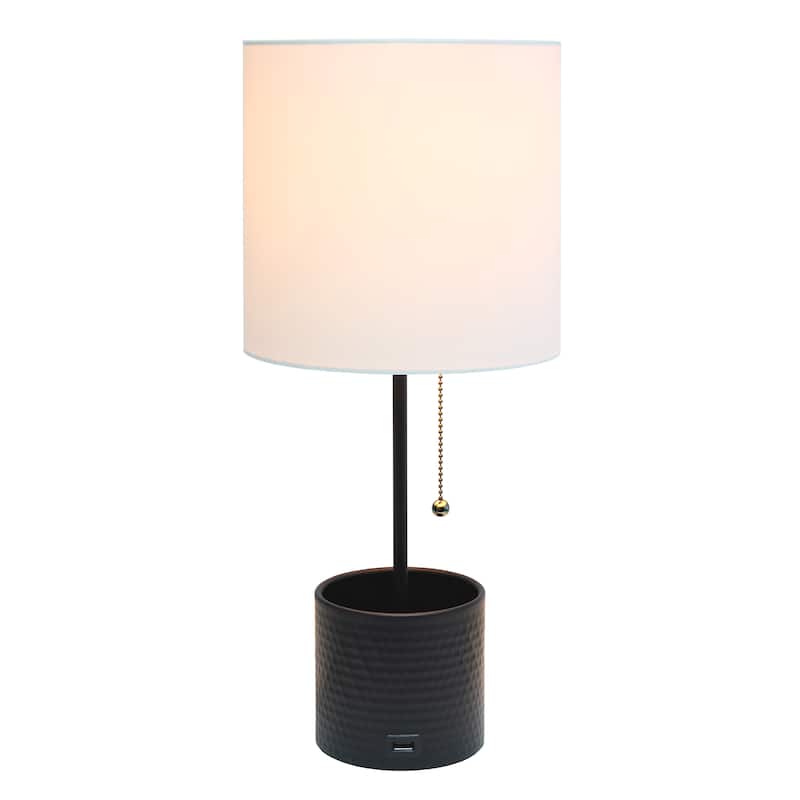 18.5" Sleek And Functional Stylish Accent Table Lamp With Usb Charging Port, For Living Room, Entryway, Office, Bedroom, Black W