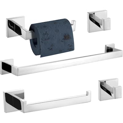 5-Piece Bathroom Stainless Steel Wall Mounted Towel Rack Set, 23.4 Inch Towel Rack