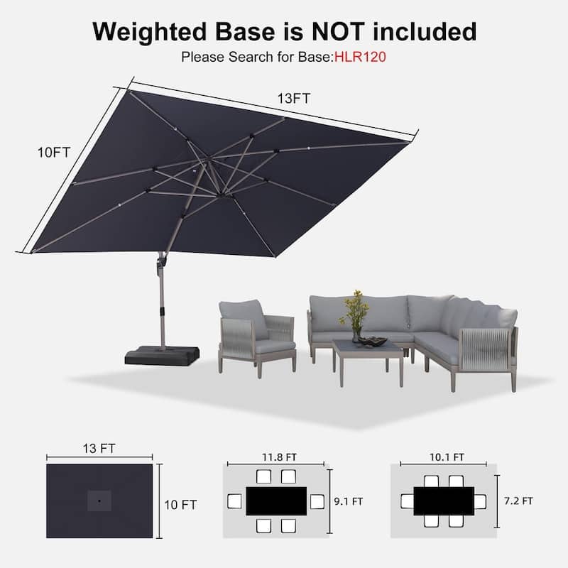 PURPLE LEAF Elegant Champagne-Gold Patio Cantilever Umbrella Adjustable Offset Umbrella