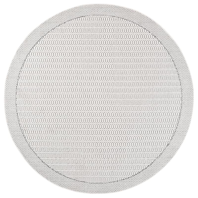 SAFAVIEH Veranda Hariette Washable Indoor/Outdoor Rug - Weather Resistant & Easy Cleaning - 6'7" Round - Ivory/Dark Grey