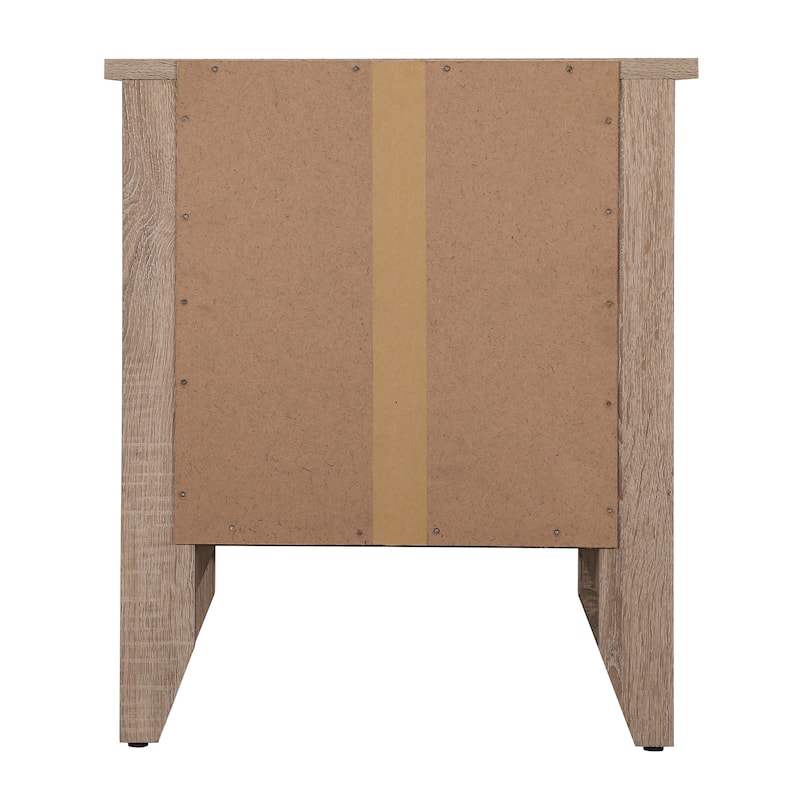 Modern 21-in Metal Hand Holder Single-Drawer Wood Nightstand with Open Rack