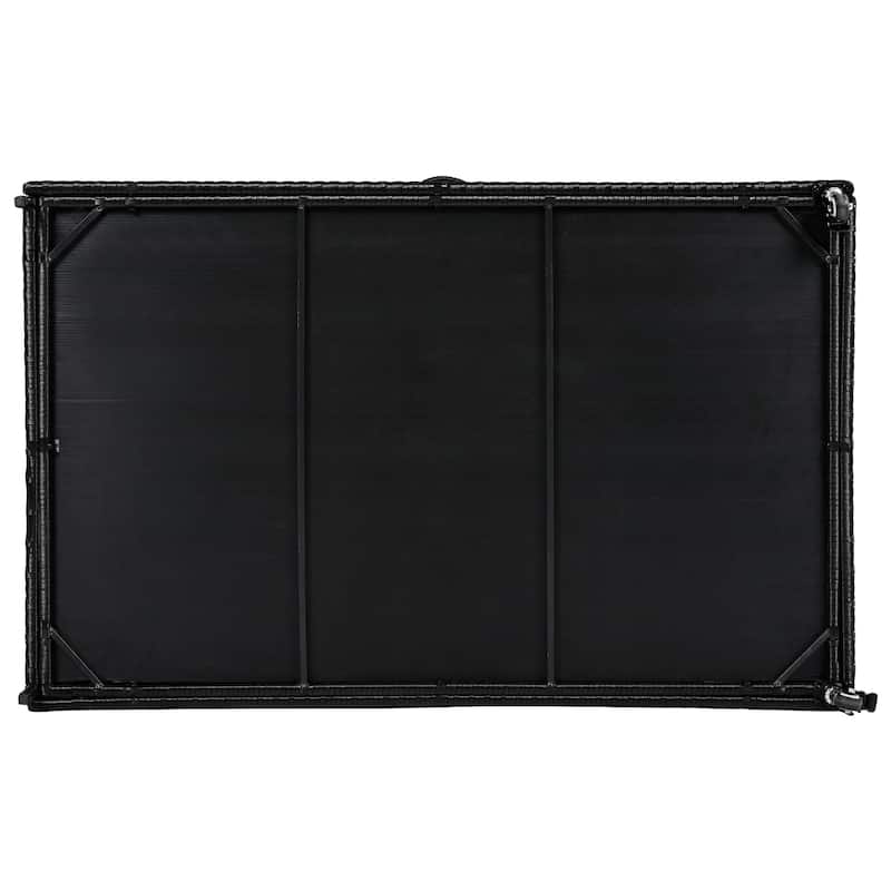 230 Gallon Wicker Deck Box Outdoor Storage with Wheels and Lockable Lid