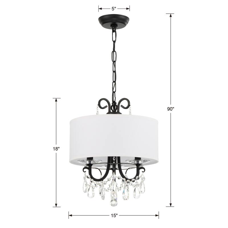 Othello 3 Light Matte Black Mini Chandelier - 14''W x 17''H