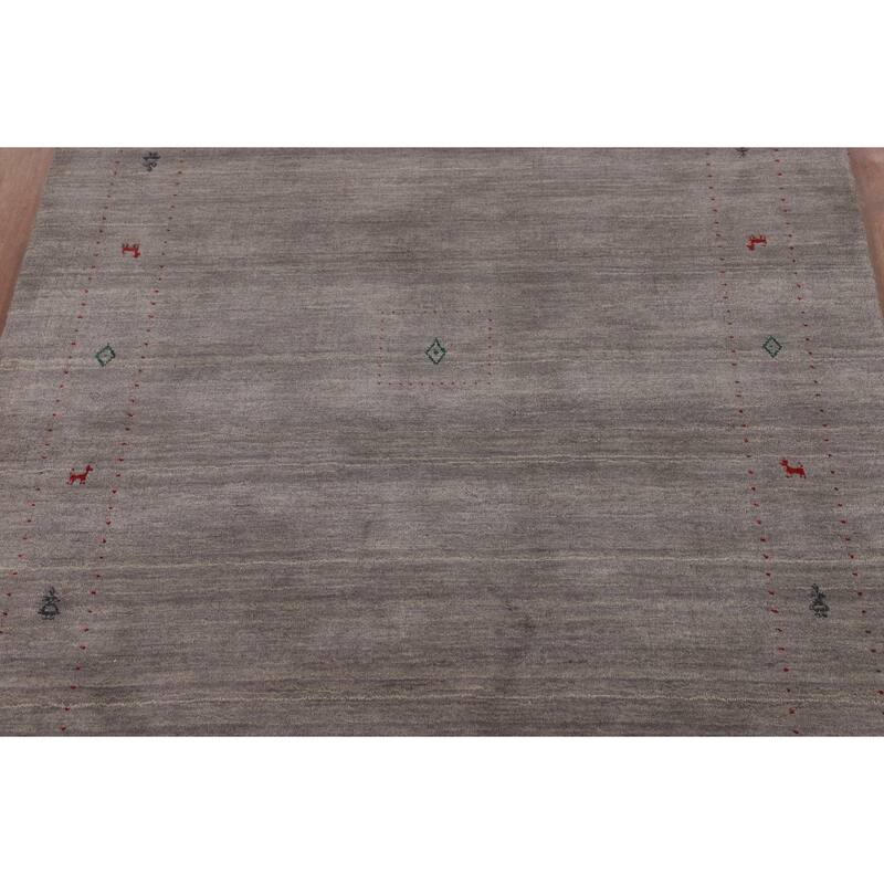 Little Animals Gabbeh Indian Area Rug Hand-Knotted Wool Carpet - 5'1"x 8'0"