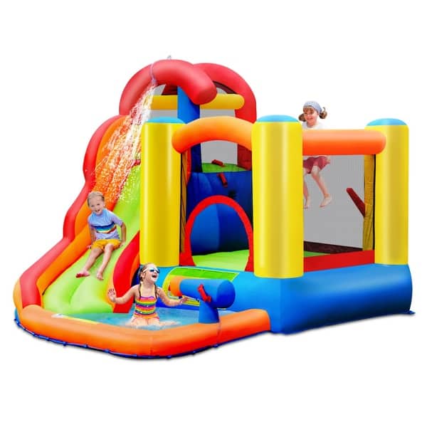 slide 2 of 13, Inflatable Water Slide Bounce House with Pool and Cannon Without Blower - 9' x 10.5' x 7' (L x D x H) 9' x 10.5' x 7' (L x D x H)
