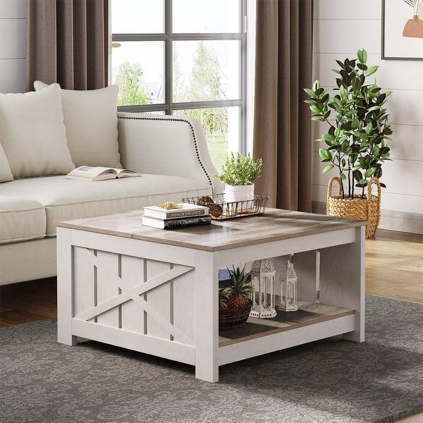 Modern Rustic Square Wood Coffee Table with Storage Bed Bath & Beyond