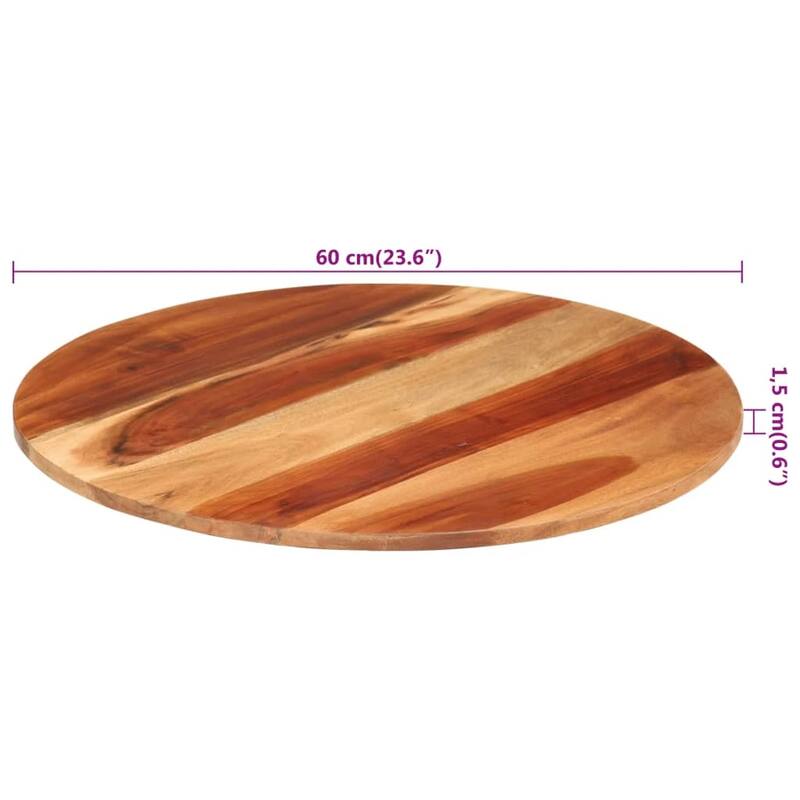 vidaXL Table Top Multicolor Solid Acacia wood 23.6 in diameter Durable - 23.6 x 23.6 x 0.6 in