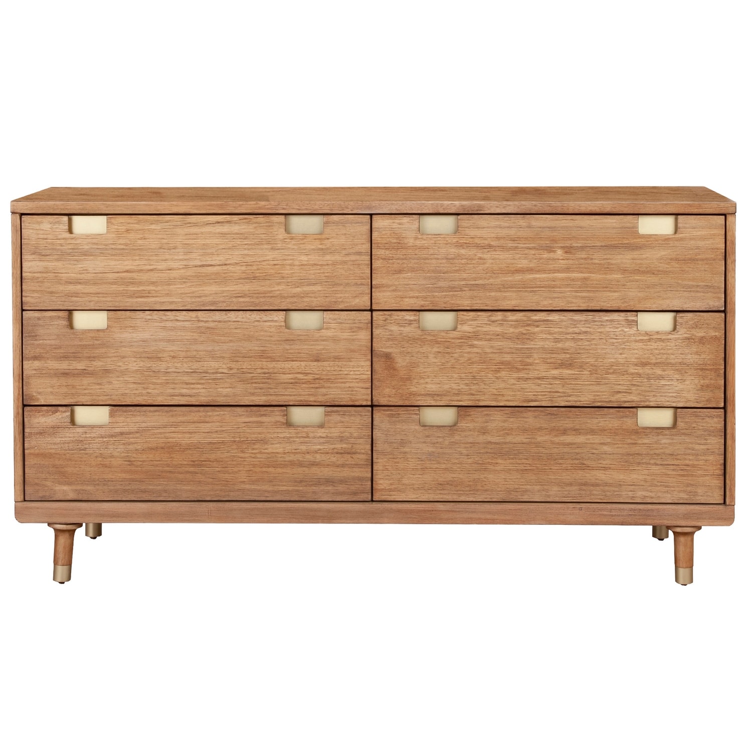 Alpine Furniture Easton Six Drawer Wood Dressser in Sand (Beige)