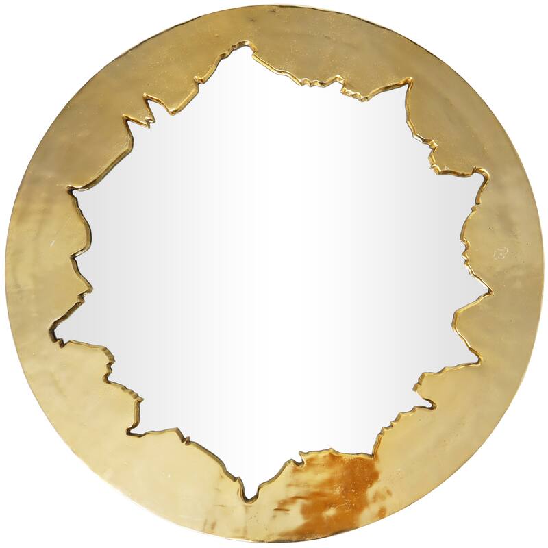Aluminum Metal Handmade Live Edge Wall Mirror - Gold - Roche River Decor - 1"W x 36"L x 36"H