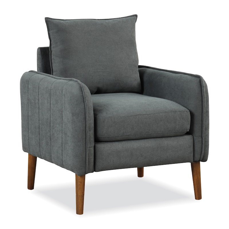 Gymax Modern Accent Chair Upholstered Mid-Century Armchair w/ Rubber - Grey