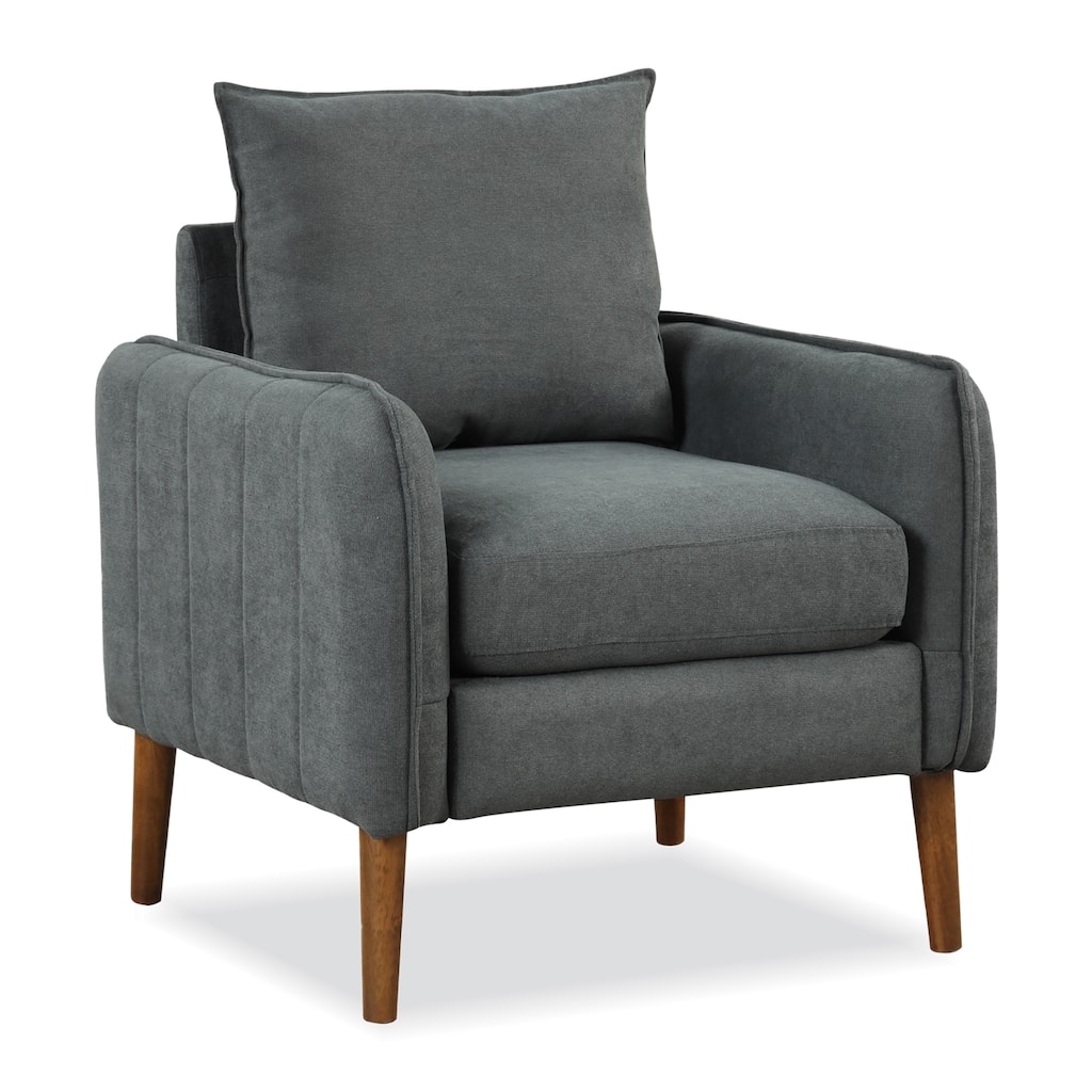 Gymax Modern Accent Chair Upholstered Mid-Century Armchair w/ Rubber